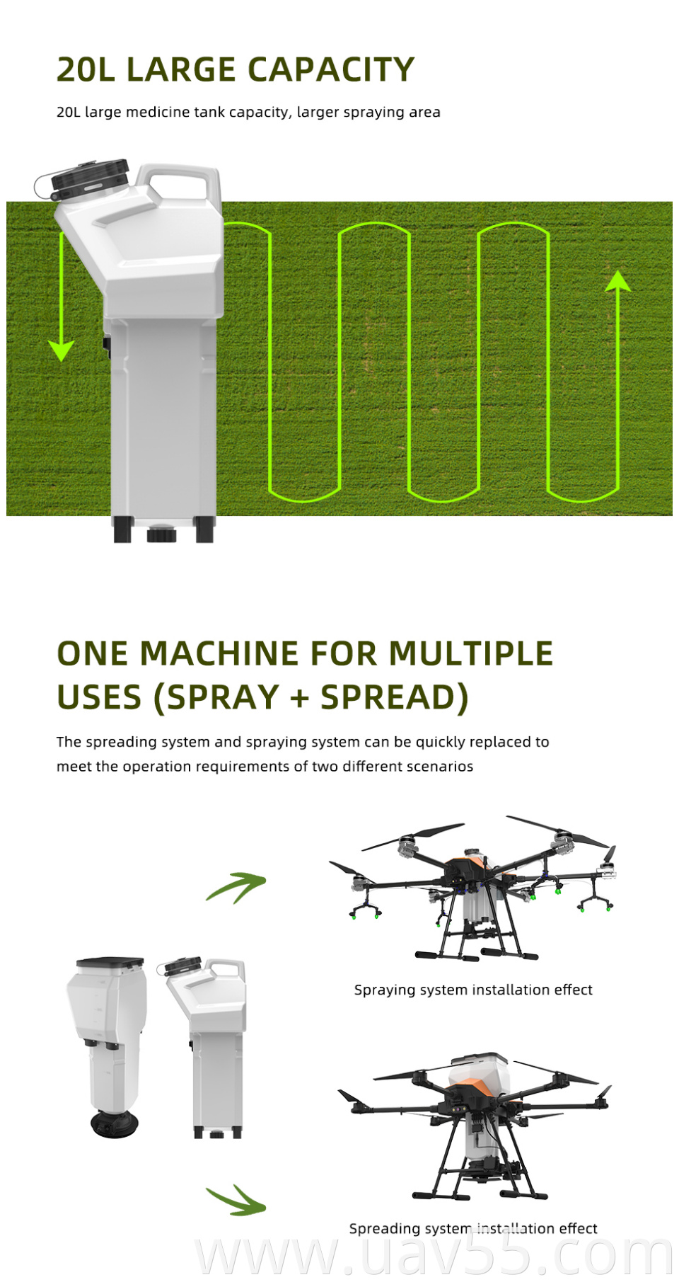 G620 Hexacopter Agricultural Sprayer Agri Drone 20L Frame